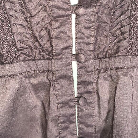 Vintage Brown Semi Sheer Cotton Prairie Boho Tunic Top 1X - Picture 6 of 13